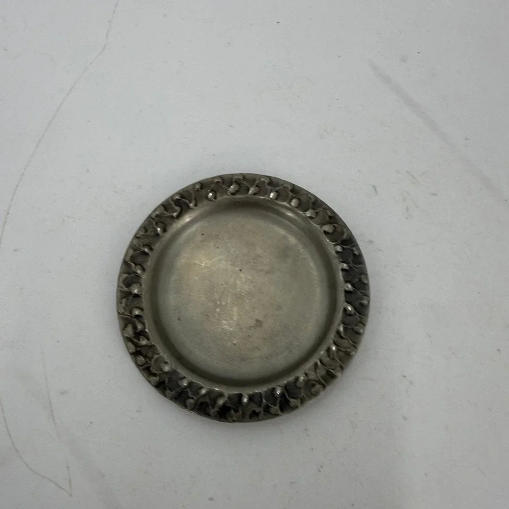 Vintage Pewter Norwegian Mini Plate Trinket Dish-Perletinn-Made in Norway